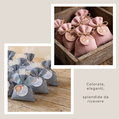Confezione bomboniera in stoffa.