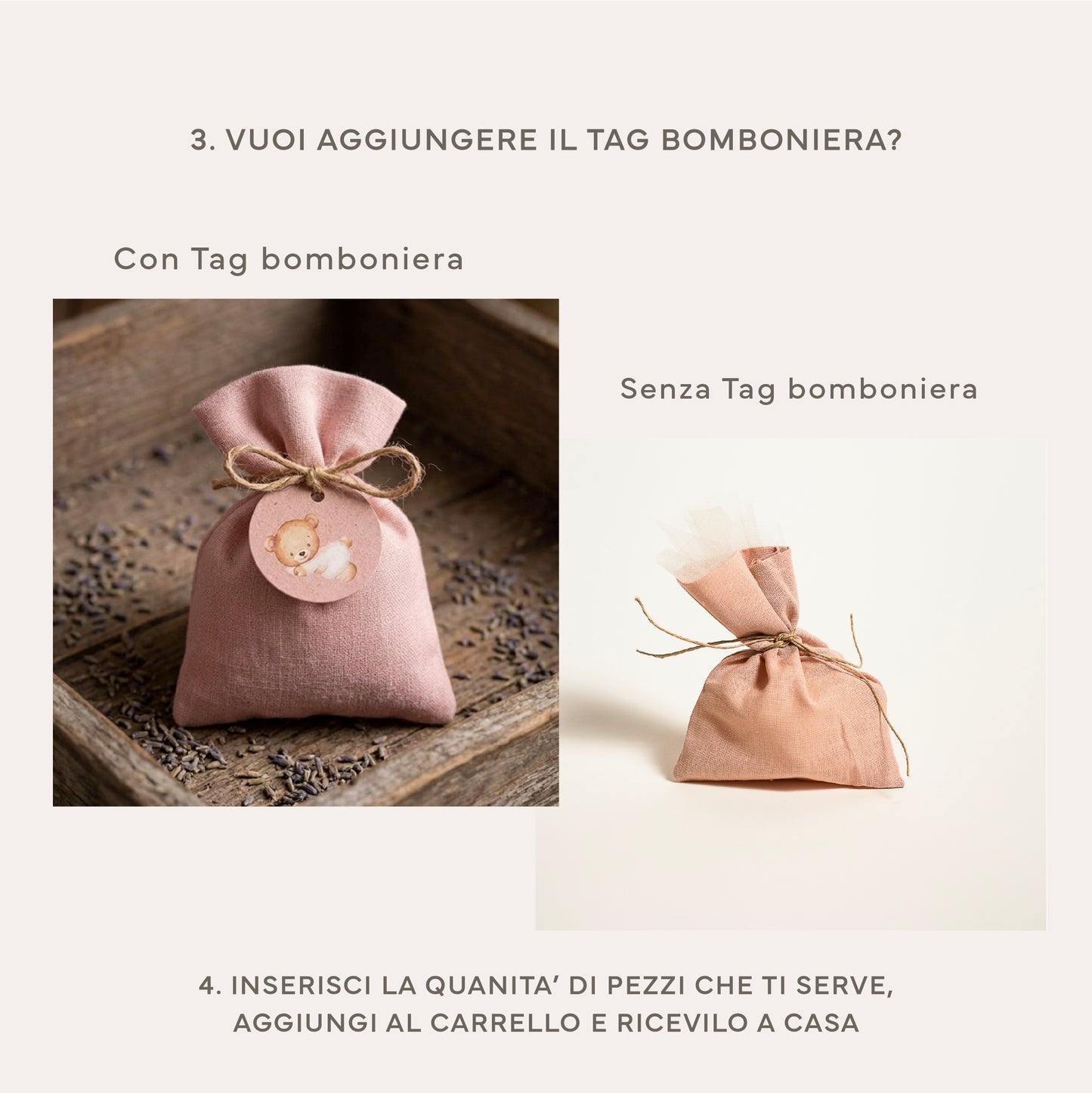 Confezione bomboniera in stoffa.