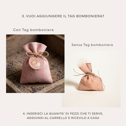 Confezione bomboniera in stoffa.