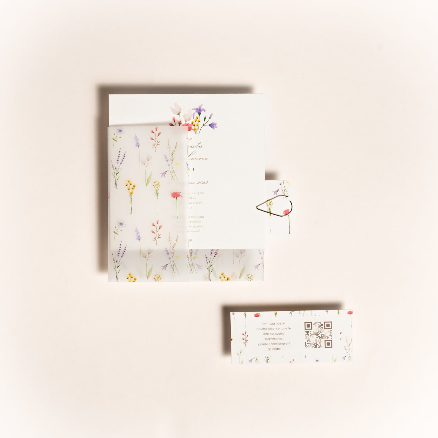 Partecipazione Quadrata Fiori di Campo