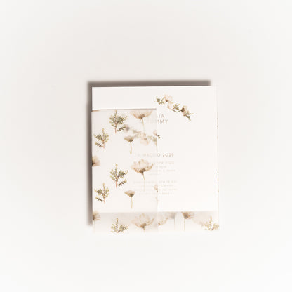 Partecipazione Quadrata Fiori Bianchi