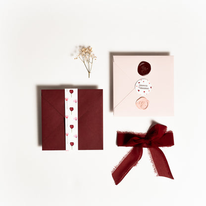 Partecipazione Quadrata con tag Fiori Bordeaux e Rosa