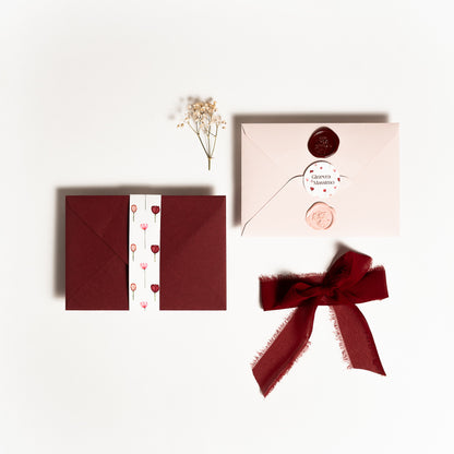 Partecipazione rettangolare Fiori Bordeaux e Rosa