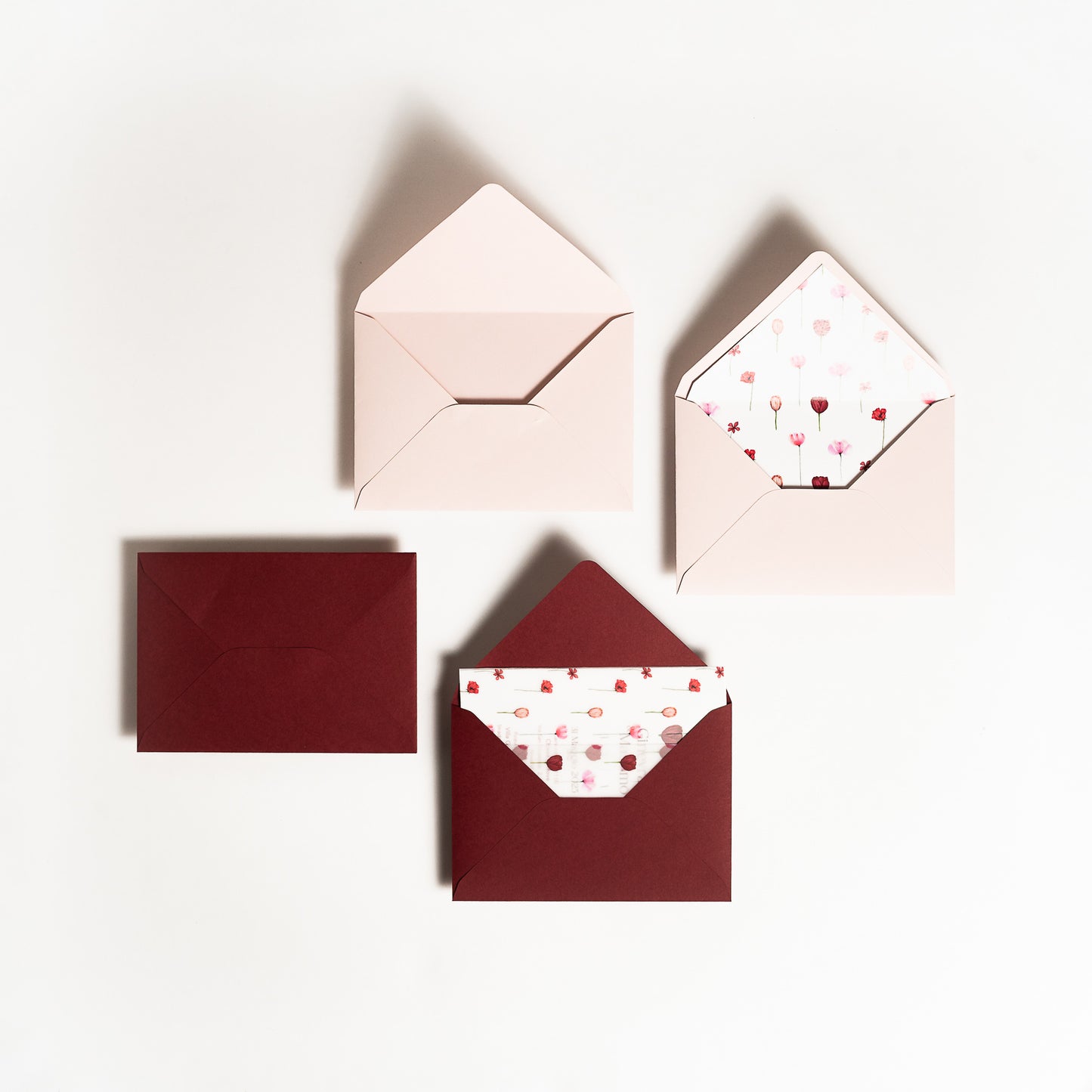 Partecipazione rettangolare Fiori Bordeaux e Rosa