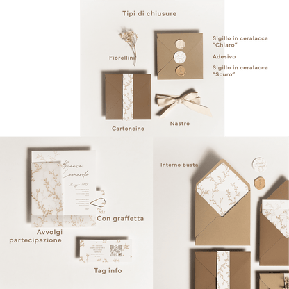 Partecipazione Quadrata con tag Fiori Bianchi