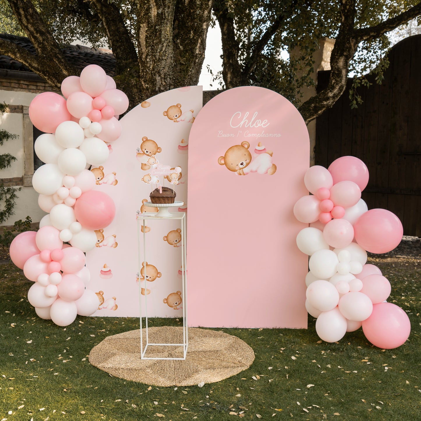 KIT COMPLEANNO FOTOGRAFICO - fondale fotografico con palloncini e cake topper