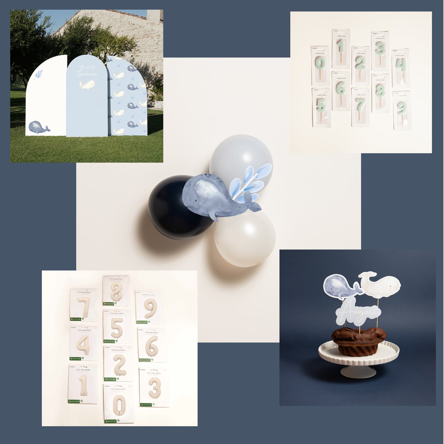 KIT COMPLEANNO FOTOGRAFICO - fondale fotografico con palloncini e cake topper
