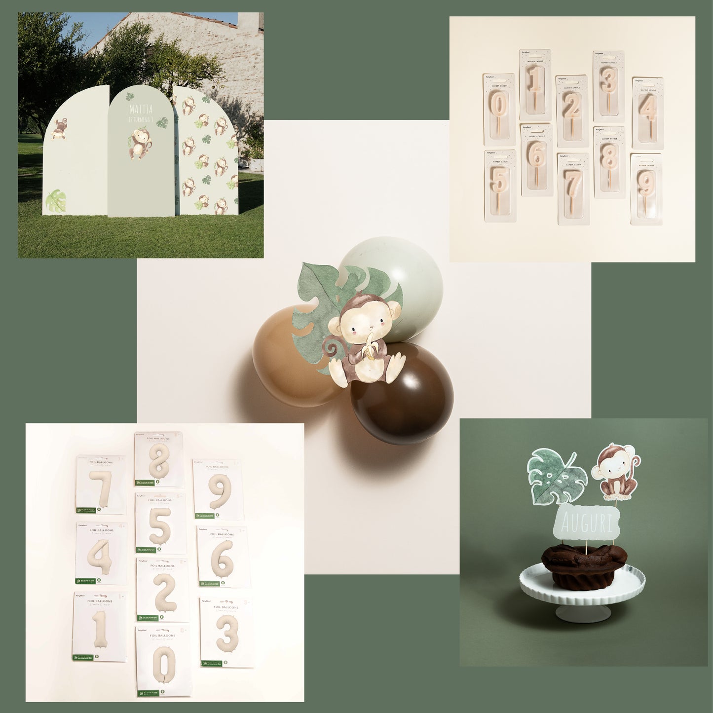 KIT COMPLEANNO FOTOGRAFICO - fondale fotografico con palloncini e cake topper