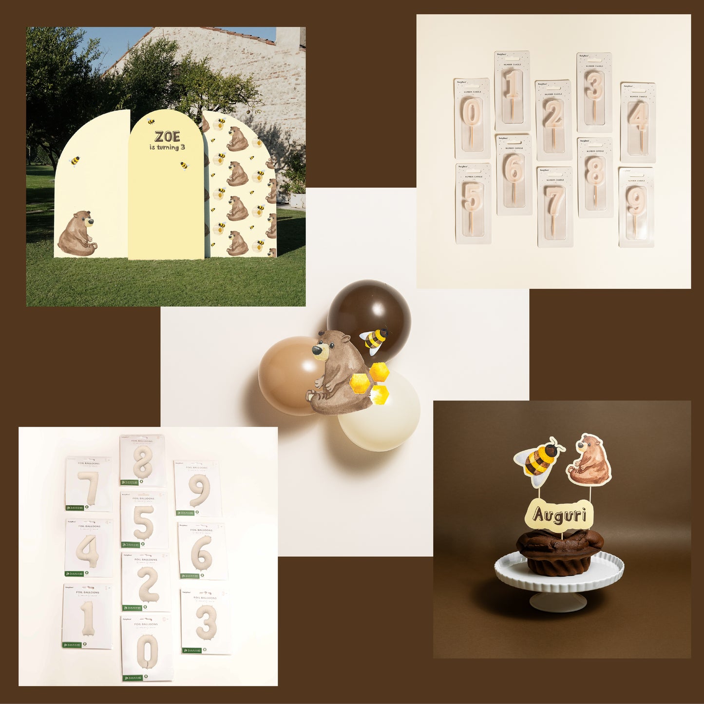 KIT COMPLEANNO FOTOGRAFICO - fondale fotografico con palloncini e cake topper