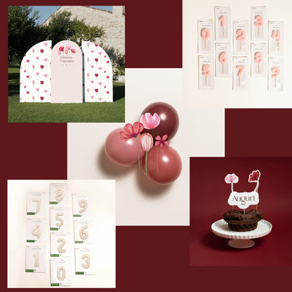 KIT COMPLEANNO FOTOGRAFICO - fondale fotografico con palloncini e cake topper