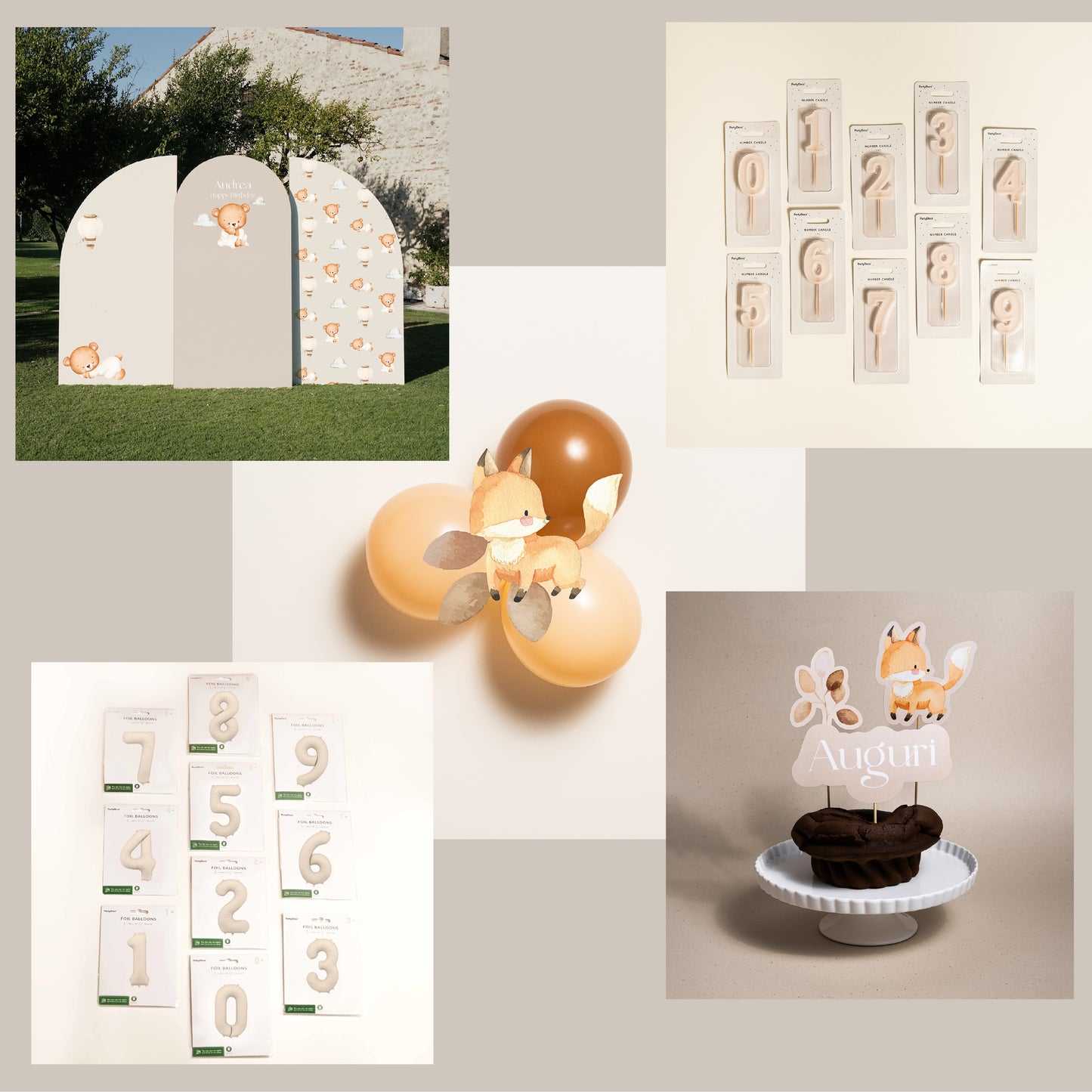 KIT COMPLEANNO FOTOGRAFICO - fondale fotografico con palloncini e cake topper