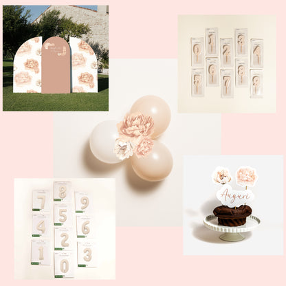 KIT COMPLEANNO FOTOGRAFICO - fondale fotografico con palloncini e cake topper