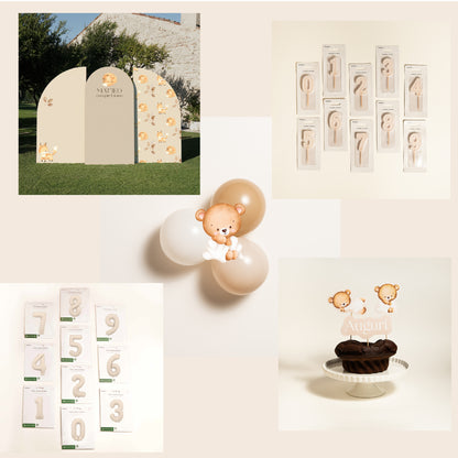 KIT COMPLEANNO FOTOGRAFICO - fondale fotografico con palloncini e cake topper
