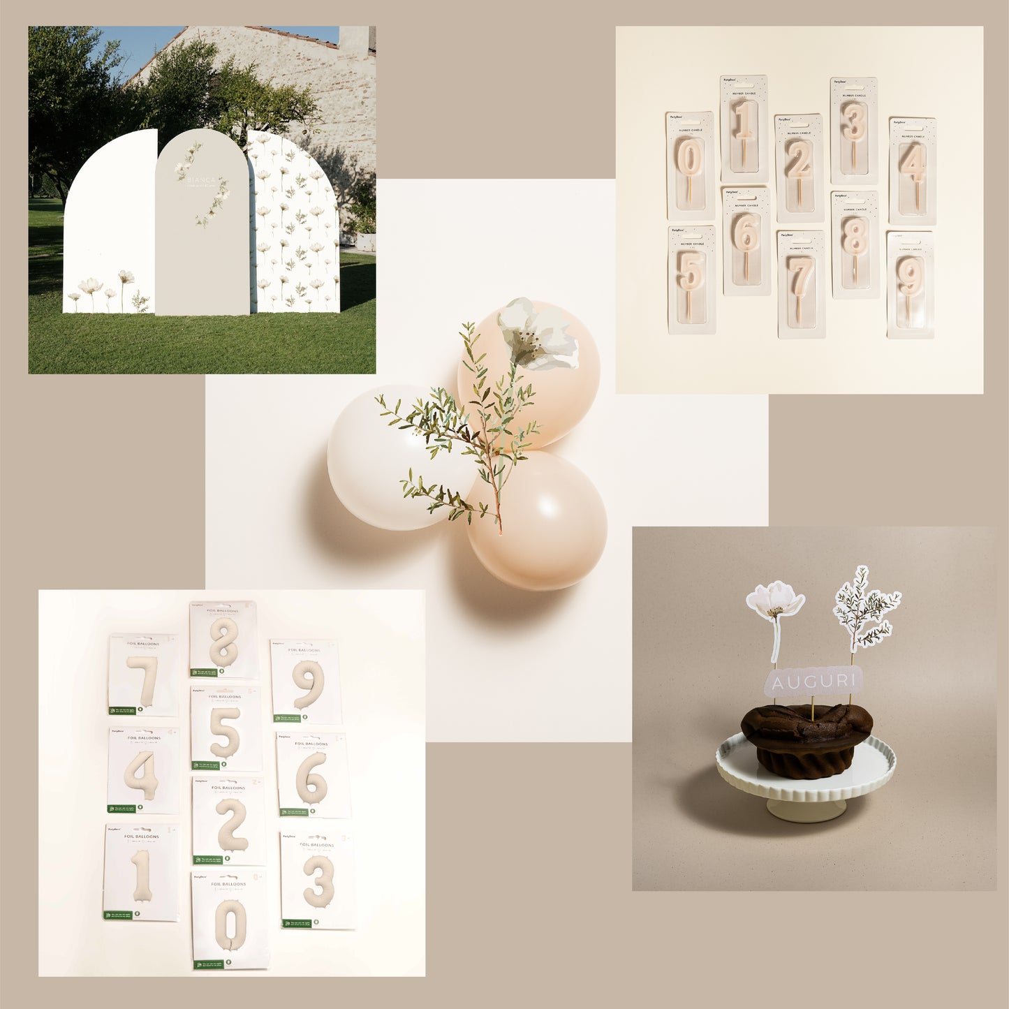 KIT COMPLEANNO FOTOGRAFICO - fondale fotografico con palloncini e cake topper