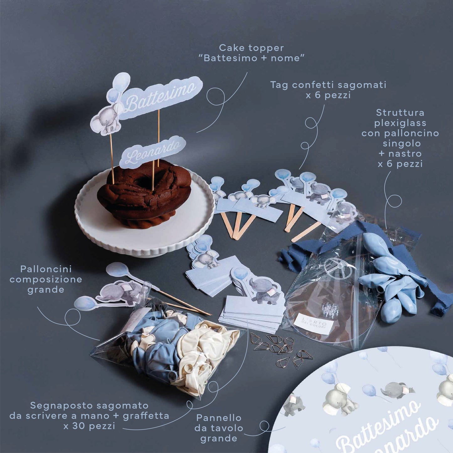 KIT BATTESIMO COMPLETO – decorazioni - allestimento tavolo- angolo bomboniere - set fotografico