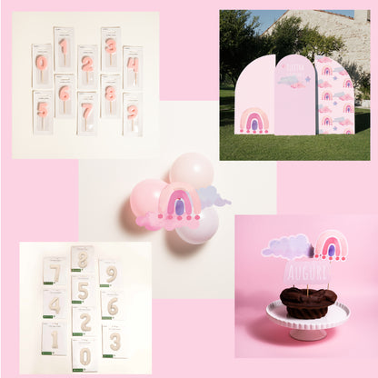 KIT COMPLEANNO FOTOGRAFICO - fondale fotografico con palloncini e cake topper