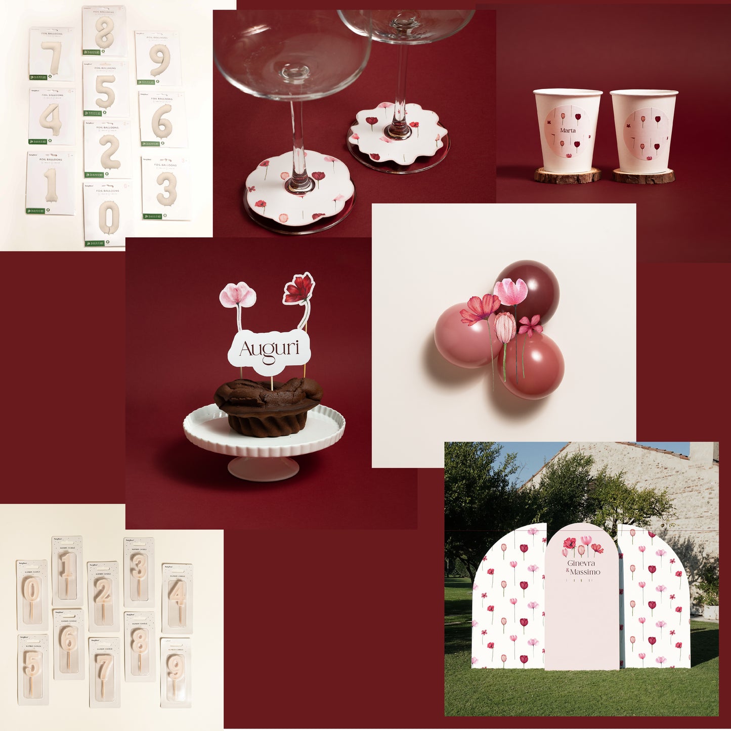 KIT COMPLEANNO ADULTI – set fotografico con palloncini e cake topper