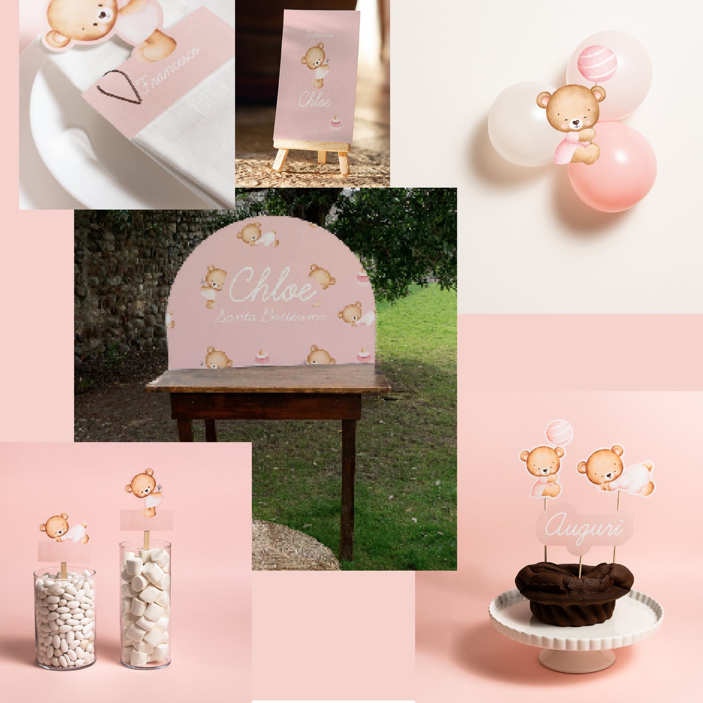 KIT BATTESIMO ESSENZIALI - angolo bomboniere - palloncini - tavola apparecchiata - decorazioni