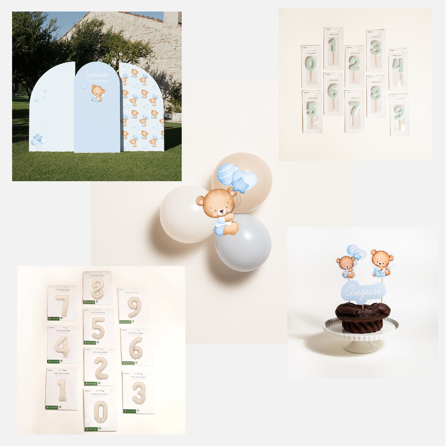 KIT COMPLEANNO FOTOGRAFICO - fondale fotografico con palloncini e cake topper