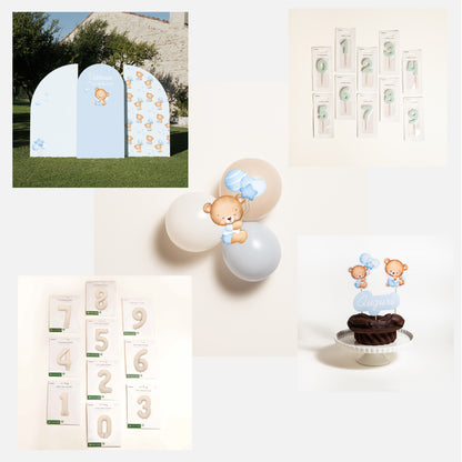 KIT COMPLEANNO FOTOGRAFICO - fondale fotografico con palloncini e cake topper